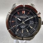 Seiko Kinetic Watch Men 41mm Black Dial Black Tone Date 5m62-0da0 New Cap