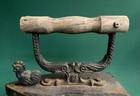 Vintage Cast Iron Charcoal Sad Iron Press Wood Handle Rooster Latch  Pf Inc