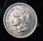 1881 Three 3 Cent Nickel 3c Bu Unc   Nice Old Us Type Coin   See Pics