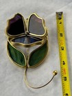 Vintage Hand Crafted Stained Glass Hanging Sun Catcher Purple Flower Bloom