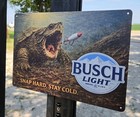 Busch Light Snapping Turtle  snap Hard  Stay Cold   Metal Advertising Sign Bar