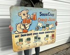 Vtg Original Large Old Snow Crop Soda Pop Orange Juice Bear Gas Oil Pump Sign