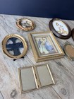 Vintage Gallery Wall Frame Lot Set Of 8 Ornate Gold Wood Oval Antique Art Prints