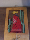 Vintage Collectible Mexican Folk Art Wood Cutout Mexican Man Cactus