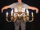 Monumental Antique Victorian Renaissance Revival Maiden Faces Brass Chandelier