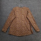 Purejill Womens M Brown Floral Long Sleeve Shirttail T Shirt Pima Cotton Blouse
