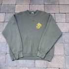 Vintage Usa Military Sweatshirt Size Large Usmc Marines Devil Dog 90s Green