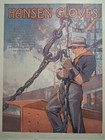 1919 Hansen Gloves 10 5x13 5 Print Ad Working Man Iron Worker Blue Collar