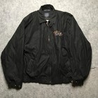 Vintage Devon   Jones Jacket Mens L Black Racing Car Embroidered 90s Randy Owens