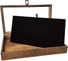 Glass Top Wooden Jewelry Display Case With Removable Black Luxurious Velvet J   