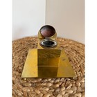 Antique Art Deco Brass Inkwell With Glass Insert  4 5     Heavy