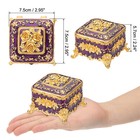 Vintage Metal Jewelry Box  Square Trinket Organizer Box Purple