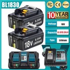 For Makita 18v 6 0ah 8 0ah Bl1860b Lxt Li-ion Battery   Charger Bl1830 Bl1860