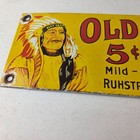 Vintage Tobacco Porcelain Sign - Old Indian Cigars Gas Cigarette Pump Sign