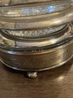 Vintage Glass Starburst Silver Plated Coasters  Set Of 5  Etched   Beaded Rim