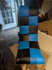 The Crew Classic Floor Rocker Gaming Chair Black blue Checker 444040 Brand New
