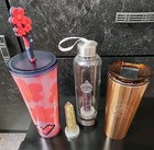 2 Lot Starbucks Tumblers   Mindful Living Crystals Infusion Energy Glass Bottle