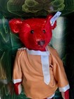 Vintage Htf Steiff Red Teddy Bear Alfonzo 00835 5000 In Original Box   Coa