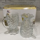 Vintage Style Pineapple Glass Mugs - Set Of 6 - Embossed Crystal Clear Juice Cup