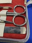 Vintage Manicure 9 Piece Set-austria Leather Case  white red Interior    