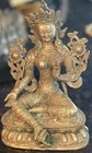 Vintage 8    White Bronze Green Tara Statue     Tibetan Buddhist Bodhisattva