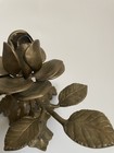 Vintage Solid Brass Metal Rose  Leaf Candle Holders  set Of 2 