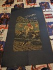 Vtg Fox Hunt Equestrian Tapestry Ralph Lauren Style Faded 27x44