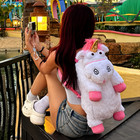 Despicable Me Fluffy Unicorn Plush Backpack   Cute Soft Toy Bag Nwt