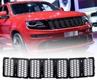 7pcs Grand Cherokee Mesh Grill  Front Black Honeycomb Grille Insert Compatible F