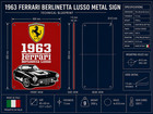 Ferrari 1963 Berlinetta Lusso Rusted Vintage Sign - 40    60 Cm  15 7       23 6    
