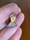 King Edward Crowned 1937 Coronation Pin Stud Button Enamel Gold Tone Fixed Back