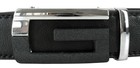 Automatic Ratchet Click Buckle Leather Belt Silver Chrome Matte Black Buckle G45