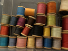 Vtg Wooden Thread Spools Lot 35 Star  Corticelli   More Multicolor Sewing Craft