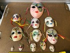 Vintage Lot  12 Mardi Gras Porcelain Ceramic clay Painted Wall Face Mask