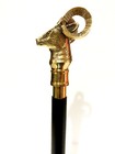 Antique Goat Design Head Handle Victorian Wood Walking Stick Vintage Cane Gift