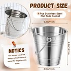 Honeydak 4 Pcs Flat Sided Pail With Dual Hooks  2 Quart 2 Quart  Silver