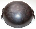 Vintage Antique Handmade Rustic Iron Steel Wok Kadai Frying Cook Pan - 9 Inch