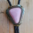 Pink Cracked Triangle Silver Rodeo Cowboy Bolotie Western Bolo Tie