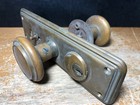 Vintage Russwin Brass Commercial Door Knobs Backplate Lock Cylinder Set