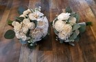 White Bridal Bouquet Artificial Sola Wood Wedding Flowers Bridesmaid Boutonniere