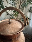 Large Antique Turkish Copper Bakra   Pale   Pail With Lid      Hammered     Istanbul