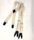 White Cotton Suspenders With Leather Ends - Civil War Reenactment  Rendezvous
