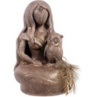 Witchy Goddess Athena With Owl Rustic Figurine Statuette 