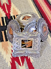 Early Navajo Stamp Work Ingot Silver Concho Belt