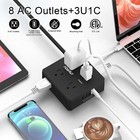 Surge Protector Power Strip - 6 Ft Flat Plug Extension Cord With 8 Widely Outlet