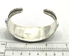 Native American Cuff Bracelet Navajo Signed Turquoise Sterling Silver  90