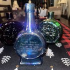 Vintage Vietnam Memorial Decanter  Carnival Glass Blue Iridescent Wheaton Bottle