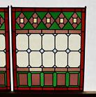 19  Tall Pair Of Antique French Stained Glass Panels With Leaded Glass