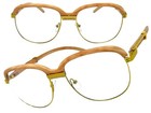 Men Classy Elegant Retro Hip Hop Rapper Clear Lens Eye Glasses Gold   Wood Frame