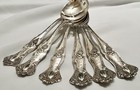 6 Pc Lot 1847 Rogers Bros Silver Plate Vintage Grape Pattern 7    Gumbo Spoons